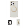 MARSİLYAN™- iPhone 14 Pro Max Kılıf Pusula Form - Siyah Mat Seramik Nano Ekran Koruyucu + PVD Metal Kamera Lens - TU