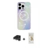 MARSİLYAN™- iPhone 14 Pro Max Kılıf Pusula Form - Siyah Mat Seramik Nano Ekran Koruyucu + Raze Metal Kamera Lens - GS