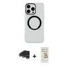 MARSİLYAN™- iPhone 14 Pro Max Kılıf Pusula Form - Siyah Mat Seramik Nano Ekran Koruyucu + Raze Metal Kamera Lens - GS