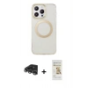MARSİLYAN™- iPhone 14 Pro Max Kılıf Pusula Form - Siyah Mat Seramik Nano Ekran Koruyucu + Raze Metal Kamera Lens - GS