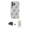 MARSİLYAN™- iPhone 14 Pro Max Kılıf Pusula Form - Siyah Mat Seramik Nano Ekran Koruyucu + Raze Metal Kamera Lens - GS