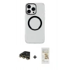 MARSİLYAN™- iPhone 14 Pro Max Kılıf Pusula Form - Siyah Mat Seramik Nano Ekran Koruyucu + Raze Metal Kamera Lens - GD