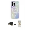 MARSİLYAN™- iPhone 14 Pro Max Kılıf Pusula Form - Siyah Mat Seramik Nano Ekran Koruyucu + Raze Metal Kamera Lens - GD