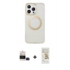 MARSİLYAN™- iPhone 14 Pro Max Kılıf Pusula Form - Siyah Mat Seramik Nano Ekran Koruyucu + Bilvis Titan Kamera Lens - SH