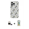 MARSİLYAN™- iPhone 14 Pro Max Kılıf Pusula Form - Siyah Polymer Nano Ekran Koruyucu + Bilvis Titan Kamera Lens - GD