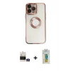 MARSİLYAN™- iPhone 14 Pro Max Kılıf Pusula Form - Siyah Polymer Nano Ekran Koruyucu + Bilvis Titan Kamera Lens - GS