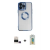 MARSİLYAN™- iPhone 14 Pro Max Kılıf Pusula Form - Siyah Polymer Nano Ekran Koruyucu + Bilvis Titan Kamera Lens - GD