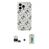 MARSİLYAN™- iPhone 14 Pro Max Kılıf Pusula Form - Siyah Polymer Nano Ekran Koruyucu + Bilvis Titan Kamera Lens - SH
