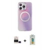 MARSİLYAN™- iPhone 14 Pro Max Kılıf Pusula Form - Siyah Polymer Nano Ekran Koruyucu + Bilvis Titan Kamera Lens - SH