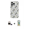 MARSİLYAN™- iPhone 14 Pro Max Kılıf Pusula Form - Siyah Polymer Nano Ekran Koruyucu + Derin Mor Bilvis Titan Kamera Lens