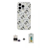 MARSİLYAN™- iPhone 14 Pro Max Kılıf Pusula Form - Siyah Polymer Nano Ekran Koruyucu + Bilvis Titan Kamera Lens - GS