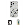 MARSİLYAN™- iPhone 14 Pro Max Kılıf Pusula Form - Siyah Polymer Nano Ekran Koruyucu + PVD Metal Kamera Lens - TU