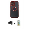 MARSİLYAN™- iPhone 14 Pro Max Kılıf Pusula Form - Siyah Polymer Nano Ekran Koruyucu + Raze Metal Kamera Lens - GS