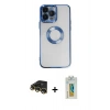 MARSİLYAN™- iPhone 14 Pro Max Kılıf Pusula Form - Siyah Polymer Nano Ekran Koruyucu + Raze Metal Kamera Lens - GD