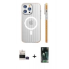 MARSİLYAN™- iPhone 14 Pro Max Kılıf Pusula Minimal Koleksiyonu - Şeffaf 360 Full Body Arka Koruyucu + Bilvis Titan Kamera Lens - SH