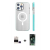MARSİLYAN™- iPhone 14 Pro Max Kılıf Pusula Minimal Koleksiyonu - Şeffaf 360 Full Body Arka Koruyucu + Bilvis Titan Kamera Lens - DNMR