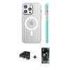 MARSİLYAN™- iPhone 14 Pro Max Kılıf Pusula Minimal Koleksiyonu - Şeffaf 360 Full Body Arka Koruyucu + Raze Metal Kamera Lens - GS