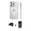 MARSİLYAN™- iPhone 14 Pro Max Kılıf Pusula Minimal Koleksiyonu - Şeffaf 360 Full Body Arka Koruyucu + Raze Metal Kamera Lens - GS