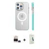 MARSİLYAN™- iPhone 14 Pro Max Kılıf Pusula Minimal Koleksiyonu - Şeffaf Pasifik Cam Ekran Koruyucu + Bilvis Titan Kamera Lens - DNMR