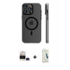 MARSİLYAN™- iPhone 14 Pro Max Kılıf Pusula Minimal Koleksiyonu - Şeffaf Pasifik Cam Ekran Koruyucu + Bilvis Titan Kamera Lens - DNMR