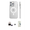 MARSİLYAN™- iPhone 14 Pro Max Kılıf Pusula Minimal Koleksiyonu - Şeffaf Pasifik Cam Ekran Koruyucu + Bilvis Titan Kamera Lens - DNMR