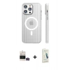 MARSİLYAN™- iPhone 14 Pro Max Kılıf Pusula Minimal Koleksiyonu - Şeffaf Pasifik Cam Ekran Koruyucu + Bilvis Titan Kamera Lens - GD