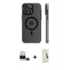 MARSİLYAN™- iPhone 14 Pro Max Kılıf Pusula Minimal Koleksiyonu - Şeffaf Pasifik Cam Ekran Koruyucu + Bilvis Titan Kamera Lens - GD