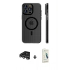 MARSİLYAN™- iPhone 14 Pro Max Kılıf Pusula Minimal Koleksiyonu - Şeffaf Pasifik Cam Ekran Koruyucu + Raze Metal Kamera Lens - GS