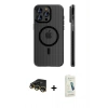 MARSİLYAN™- iPhone 14 Pro Max Kılıf Pusula Minimal Koleksiyonu - Şeffaf Pasifik Cam Ekran Koruyucu + Raze Metal Kamera Lens - GD