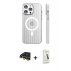 MARSİLYAN™- iPhone 14 Pro Max Kılıf Pusula Minimal Koleksiyonu - Şeffaf Pasifik Cam Ekran Koruyucu + Raze Metal Kamera Lens - GD