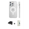 MARSİLYAN™- iPhone 14 Pro Max Kılıf Pusula Minimal Koleksiyonu - Şeffaf Pasifik Cam Ekran Koruyucu + Raze Metal Kamera Lens - GS