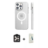 MARSİLYAN™- iPhone 14 Pro Max Kılıf Pusula Minimal Koleksiyonu - Şeffaf Pasifik Cam Ekran Koruyucu + PVD Metal Kamera Lens - TU