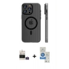 MARSİLYAN™- iPhone 14 Pro Max Kılıf Pusula Minimal Koleksiyonu - Şeffaf Royal Nano Ekran Koruyucu + Bilvis Titan Kamera Lens - GS