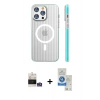 MARSİLYAN™- iPhone 14 Pro Max Kılıf Pusula Minimal Koleksiyonu - Şeffaf Royal Nano Ekran Koruyucu + Bilvis Titan Kamera Lens - GS