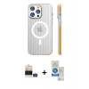 MARSİLYAN™- iPhone 14 Pro Max Kılıf Pusula Minimal Koleksiyonu - Şeffaf Royal Nano Ekran Koruyucu + Bilvis Titan Kamera Lens - GS