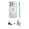MARSİLYAN™- iPhone 14 Pro Max Kılıf Pusula Minimal Koleksiyonu - Şeffaf Royal Nano Ekran Koruyucu + Bilvis Titan Kamera Lens - DNMR