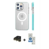 MARSİLYAN™- iPhone 14 Pro Max Kılıf Pusula Minimal Koleksiyonu - Şeffaf Royal Nano Ekran Koruyucu + Raze Metal Kamera Lens - GD