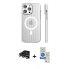 MARSİLYAN™- iPhone 14 Pro Max Kılıf Pusula Minimal Koleksiyonu - Şeffaf Royal Nano Ekran Koruyucu + Raze Metal Kamera Lens - GS