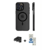 MARSİLYAN™- iPhone 14 Pro Max Kılıf Pusula Minimal Koleksiyonu - Şeffaf Royal Nano Ekran Koruyucu + Raze Metal Kamera Lens - GS