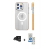 MARSİLYAN™- iPhone 14 Pro Max Kılıf Pusula Minimal Koleksiyonu - Şeffaf Royal Nano Ekran Koruyucu + Raze Metal Kamera Lens - GS