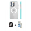 MARSİLYAN™- iPhone 14 Pro Max Kılıf Pusula Minimal Koleksiyonu - Şeffaf Royal Nano Ekran Koruyucu + PVD Metal Kamera Lens - TU