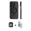 MARSİLYAN™- iPhone 14 Pro Max Kılıf Pusula Minimal Koleksiyonu - Şeffaf Royal Nano Ekran Koruyucu + PVD Metal Kamera Lens - TU