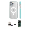 MARSİLYAN™- iPhone 14 Pro Max Kılıf Pusula Minimal Koleksiyonu - Siyah 360 Mat Full Body Arka Koruyucu + Bilvis Titan Kamera Lens - SH