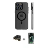 MARSİLYAN™- iPhone 14 Pro Max Kılıf Pusula Minimal Koleksiyonu - Siyah 360 Mat Full Body Arka Koruyucu + Raze Metal Kamera Lens - GD