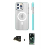 MARSİLYAN™- iPhone 14 Pro Max Kılıf Pusula Minimal Koleksiyonu - Siyah 360 Mat Full Body Arka Koruyucu + Raze Metal Kamera Lens - GD