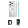MARSİLYAN™- iPhone 14 Pro Max Kılıf Pusula Minimal Koleksiyonu - Siyah 360 Mat Full Body Arka Koruyucu + Turuncu PVD Metal Kamera Lens
