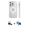 MARSİLYAN™- iPhone 14 Pro Max Kılıf Pusula Minimal Koleksiyonu - Siyah 3D Antistatik Cam Ekran Koruyucu + Bilvis Titan Kamera Lens - SH