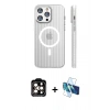 MARSİLYAN™- iPhone 14 Pro Max Kılıf Pusula Minimal Koleksiyonu - Siyah 3D Antistatik Cam Ekran Koruyucu + PVD Metal Kamera Lens - TU
