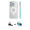 MARSİLYAN™- iPhone 14 Pro Max Kılıf Pusula Minimal Koleksiyonu - Siyah 3D Antistatik Cam Ekran Koruyucu + Bilvis Titan Kamera Lens - SH