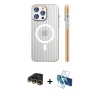 MARSİLYAN™- iPhone 14 Pro Max Kılıf Pusula Minimal Koleksiyonu - Siyah 3D Antistatik Cam Ekran Koruyucu + Raze Metal Kamera Lens - GD